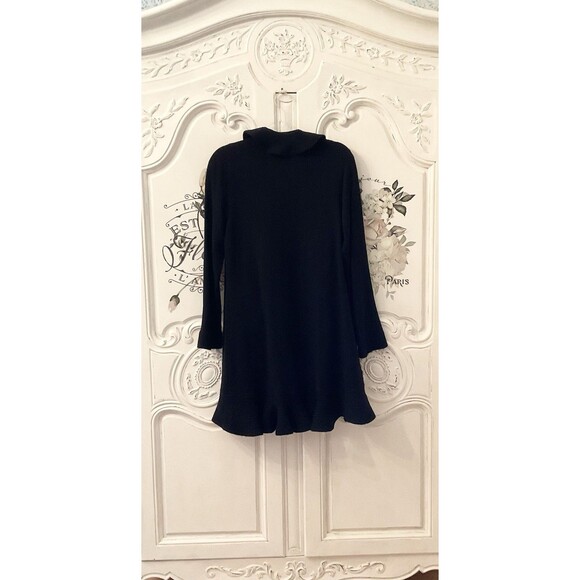 Bloomingdale’s Sweater Women's L Black Cardigan Long Ruffled Wool Cashmere Blend - Picture 9 of 14